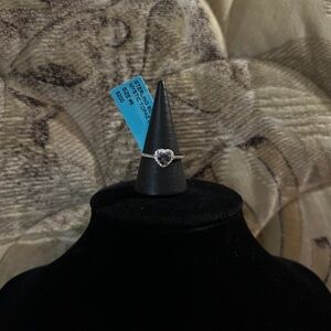 925 Sterling Silver Mystic Topaz CZ Heart Ring - Size 8